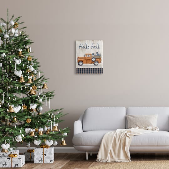 Stupell Industries Hello Fall Plaid Pumpkin Truck Canvas Wall Art